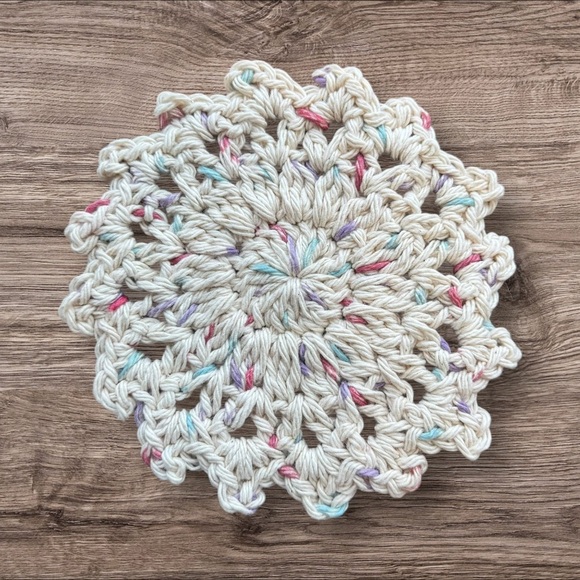 5/$25 Elegant Multicolor Crochet Bath Coasters - Picture 2 of 9